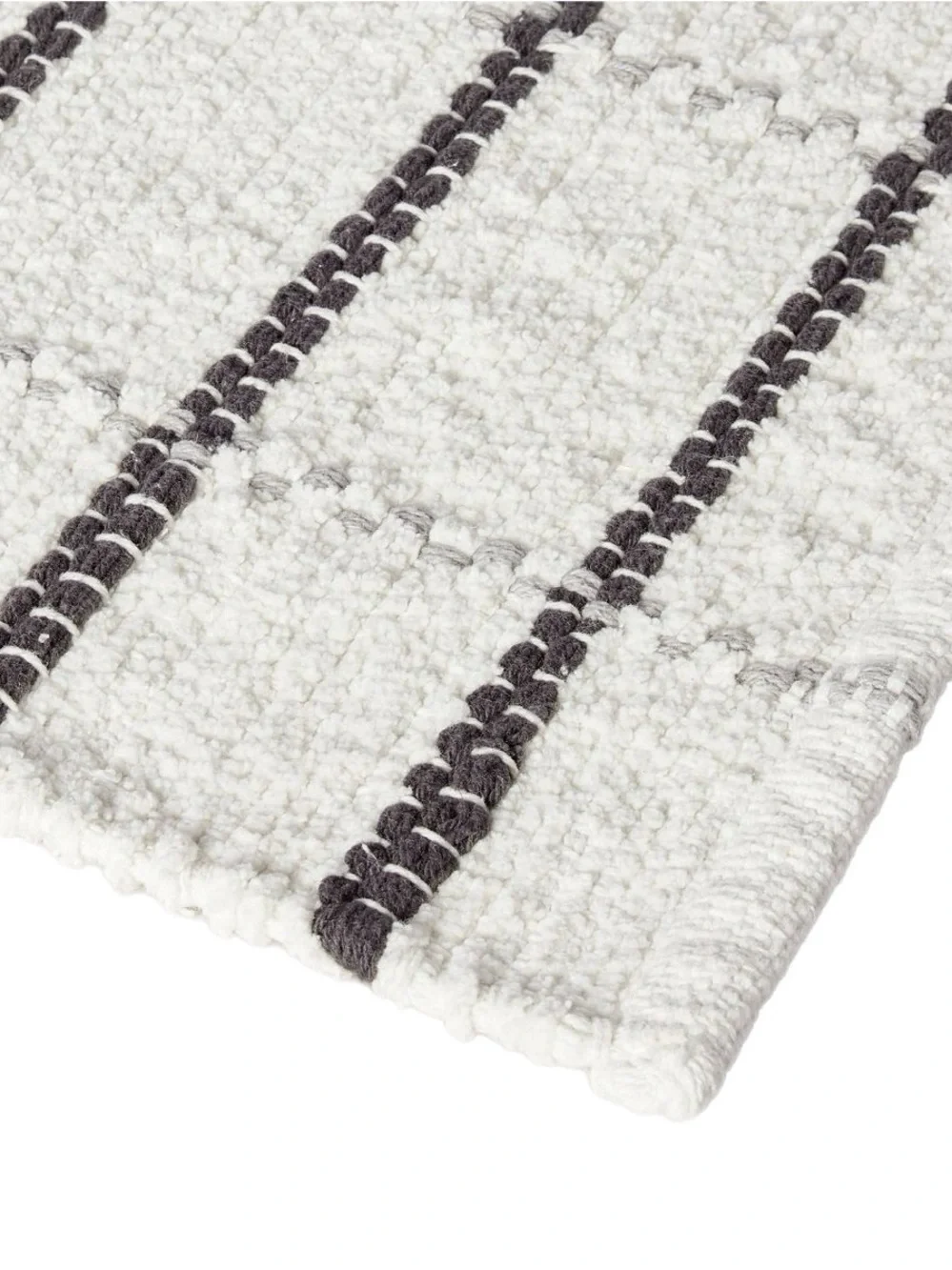 Hearth & Hand With Magnolia Cream/Grey Plaid Woven Cotton Bath Rug
